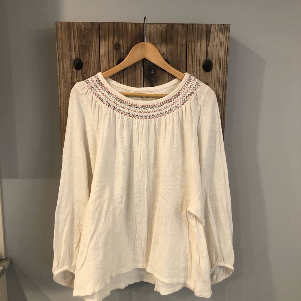 Madewell Jacquard Embroidered Smocked Top